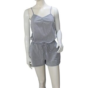 Mossimo Supply Co Striped Romper Blue White Tie Waist Size M